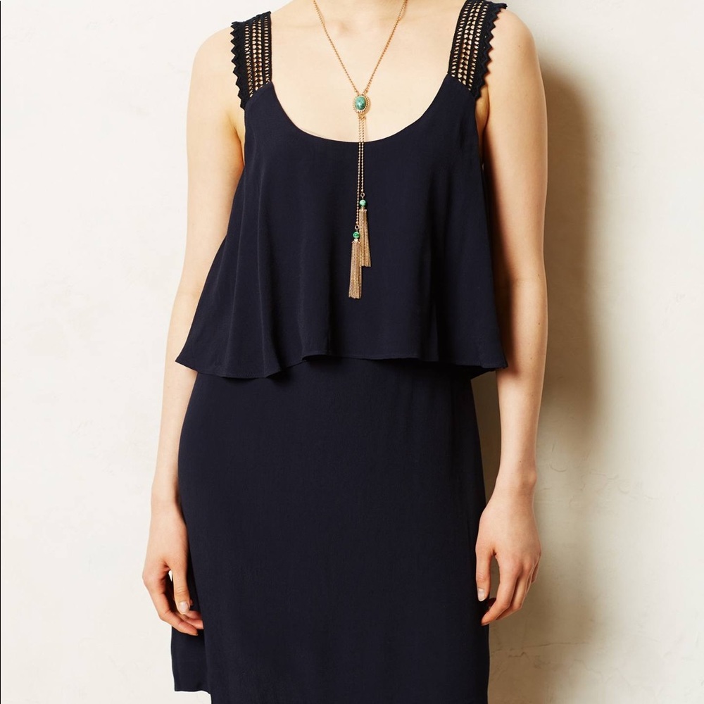Maeve | Navy Lace Shoulder Tisana Dress | Size: 4